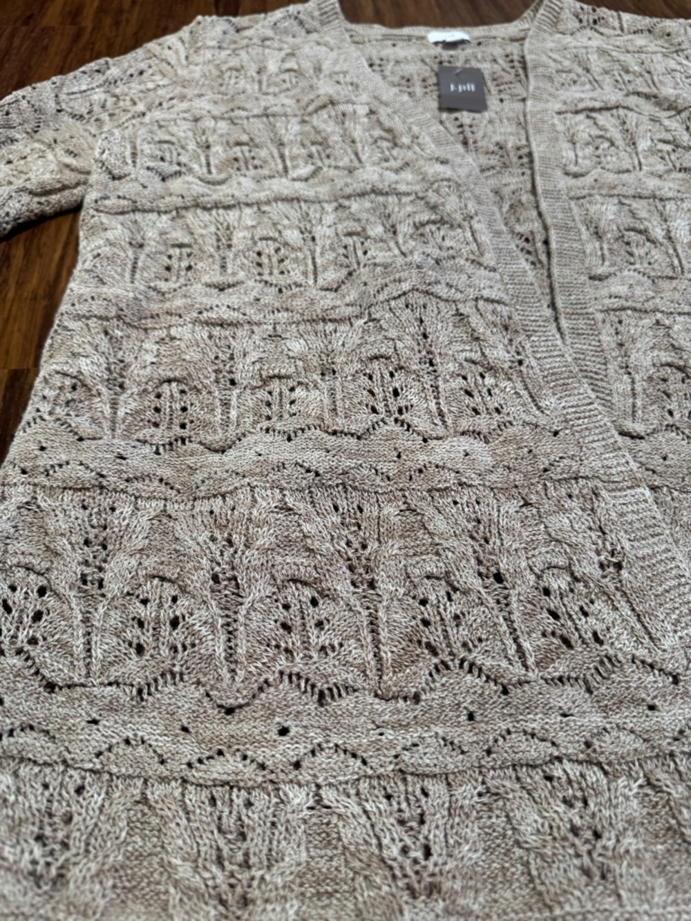 NEW J. Jill Women's Beige Lace Cardigan Size L Cotton Retail NWT $89 - Picture 4 of 15